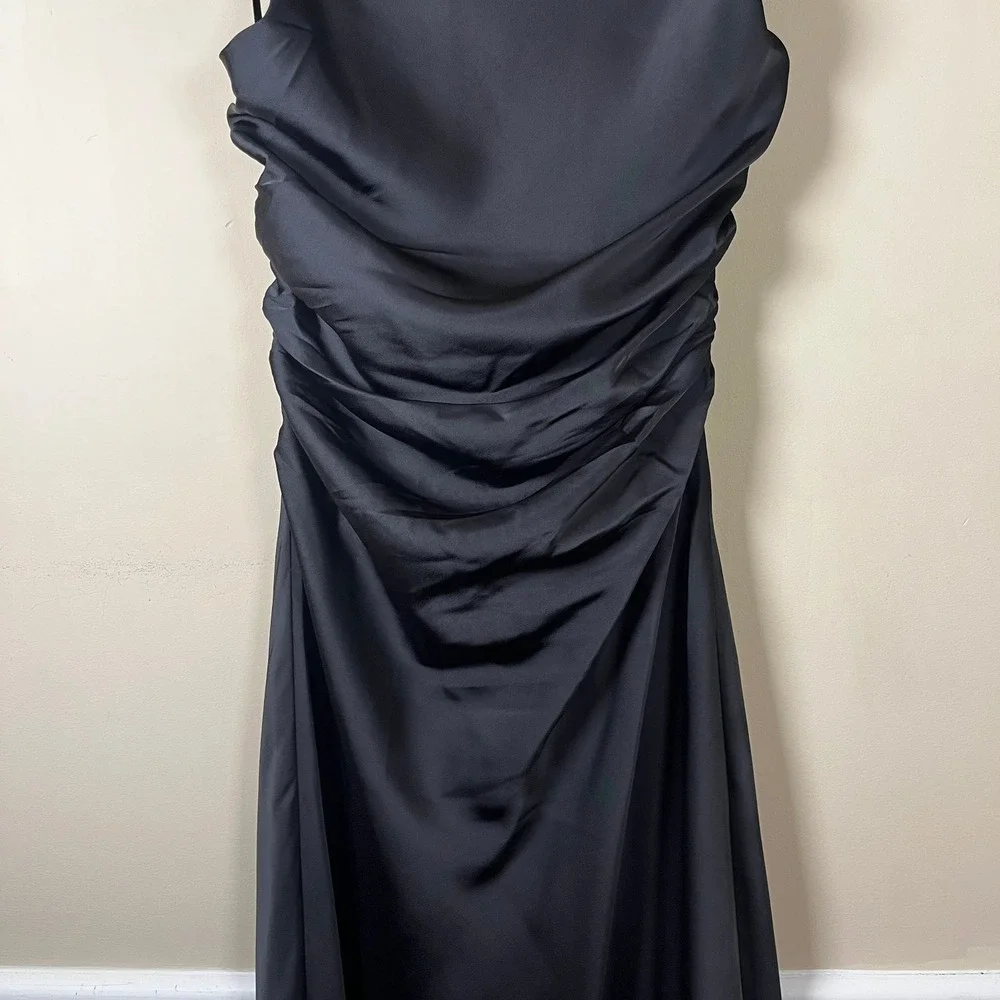 Lulus Black Elegant Cowl Neck Maxi Dress Gown M Cut Out Back Formal Prom Glam - Picture 5 of 11